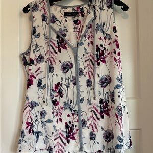 Ivanka Trump Floral Sleeveless Blouse - White and Pink